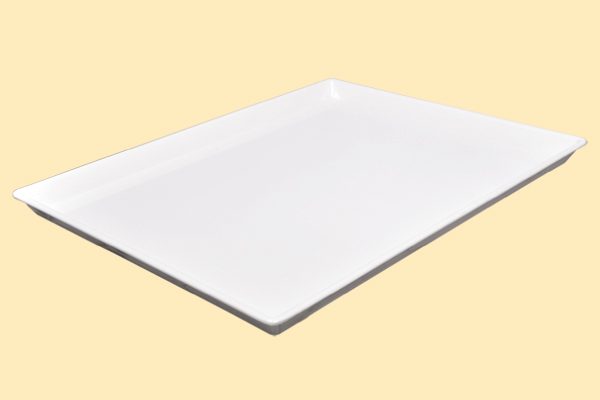 SN4397 Поднос для выкладки продукции пластиковый прямоугольный, белый рис, 432х332х24