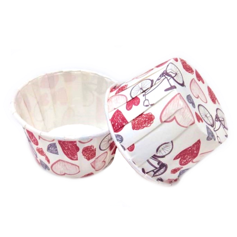 Форма бумажная для выпечки (50*39 мм) ВЕЛОСИПЕД+СЕРДЦА