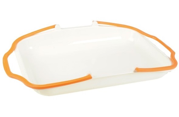 SN4339 Корзина для выкладки продукции пластиковая (белый/оранжевый) 400х300х60