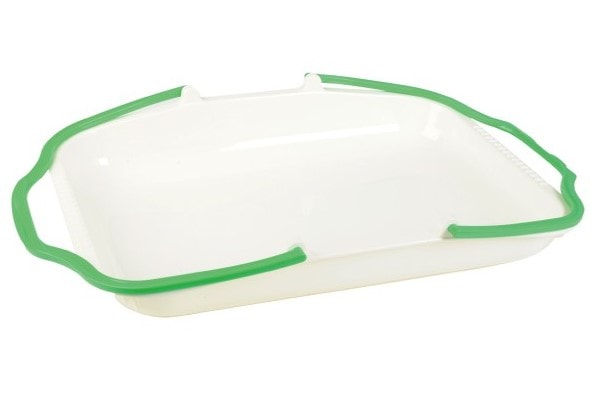 SN4337 Корзина для выкладки продукции пластиковая (белый/зеленый) 400х300х60