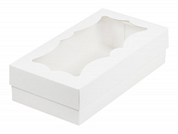 Коробка для макарон и др.конд. прод. с фигурным окошком 210*110*55мм (белая)