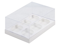 Коробка под капкейки ПРЕМИУМ с полностью прозрачной крышкой 235*160*100 (белая/белая)