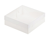 Коробка ПРЕМИУМ с пластиковой крышкой 200*200*70 мм (белая)