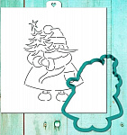 Трафарет+форма "Дед мороз с новогодней елкой"