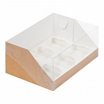 Коробка под капкейки с пластиковой крышкой 235*160*100 (6) крафт