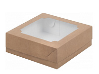 Коробка под зефир и печенье с окошком 200*200*70 мм (КРАФТ)