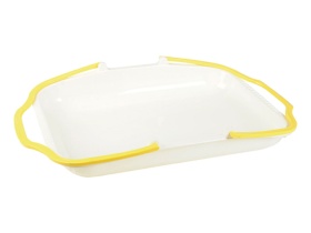 SN4336 Корзина для выкладки продукции пластиковая (белый-желтый) 400х300х60