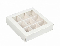 Коробка для конфет с вклеенным окном 160*160*30 мм (9) (белая)