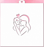 Трафарет "Мама с ребенком и сердцем"
