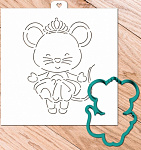 Трафарет+форма "Мышка принцесса №3"