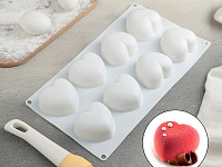 Форма для муссовых десертов и выпечки 30×17,5 см "Сердца", 8 ячеек, цвет белый